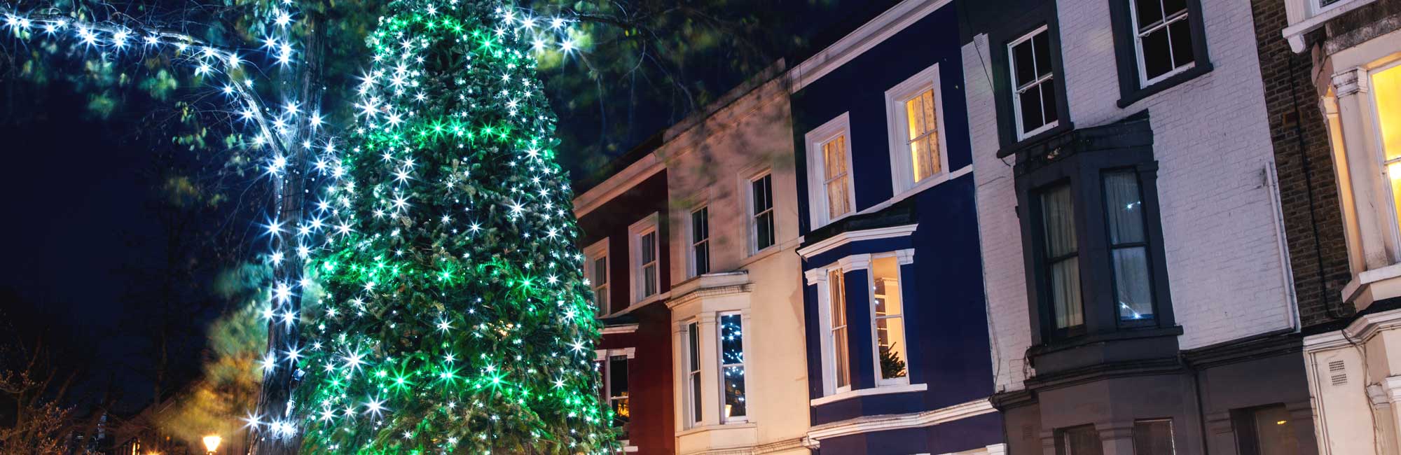 residential street at Christmas