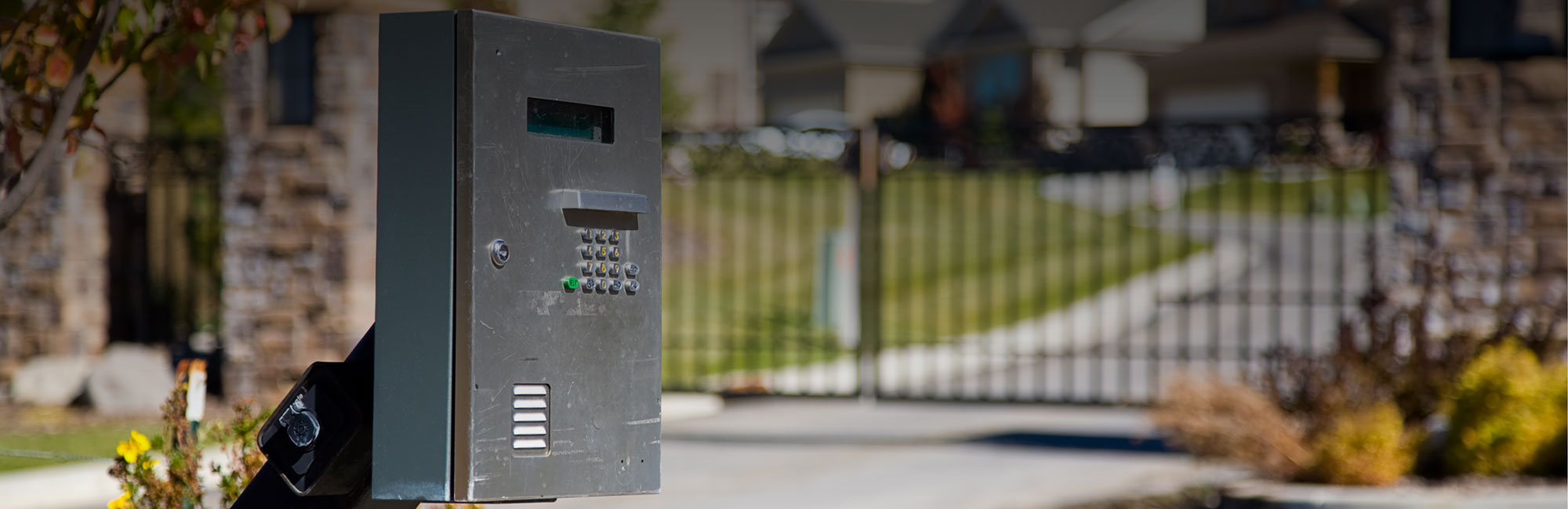 gated community entrance gate with intercom