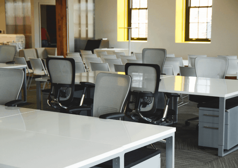 empty office building with desks