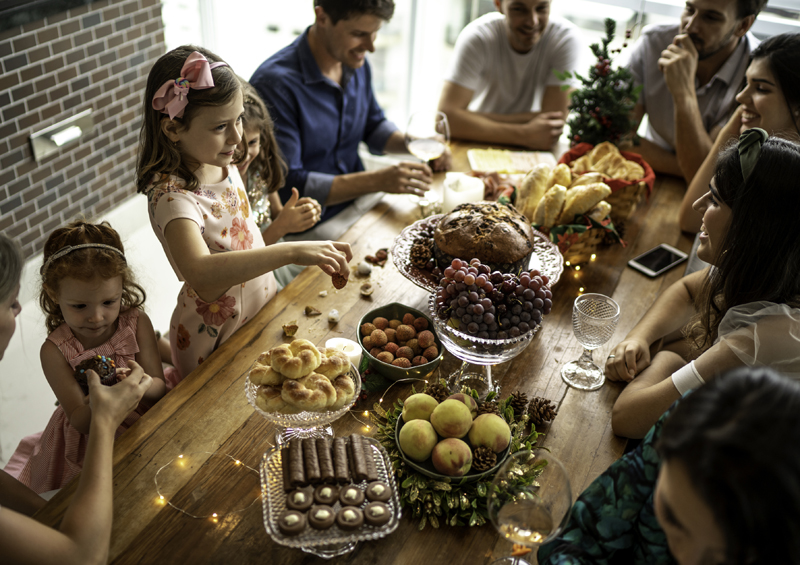 family together for Christmas dinner