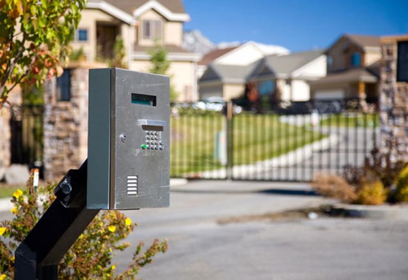 gated community entrance gate with intercom