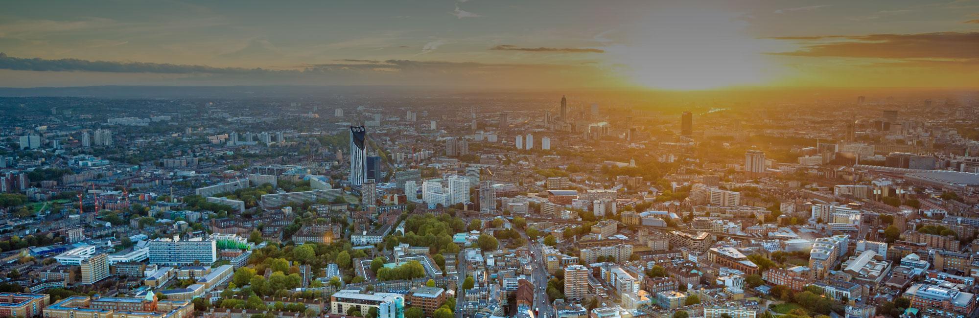 City scape at sunset